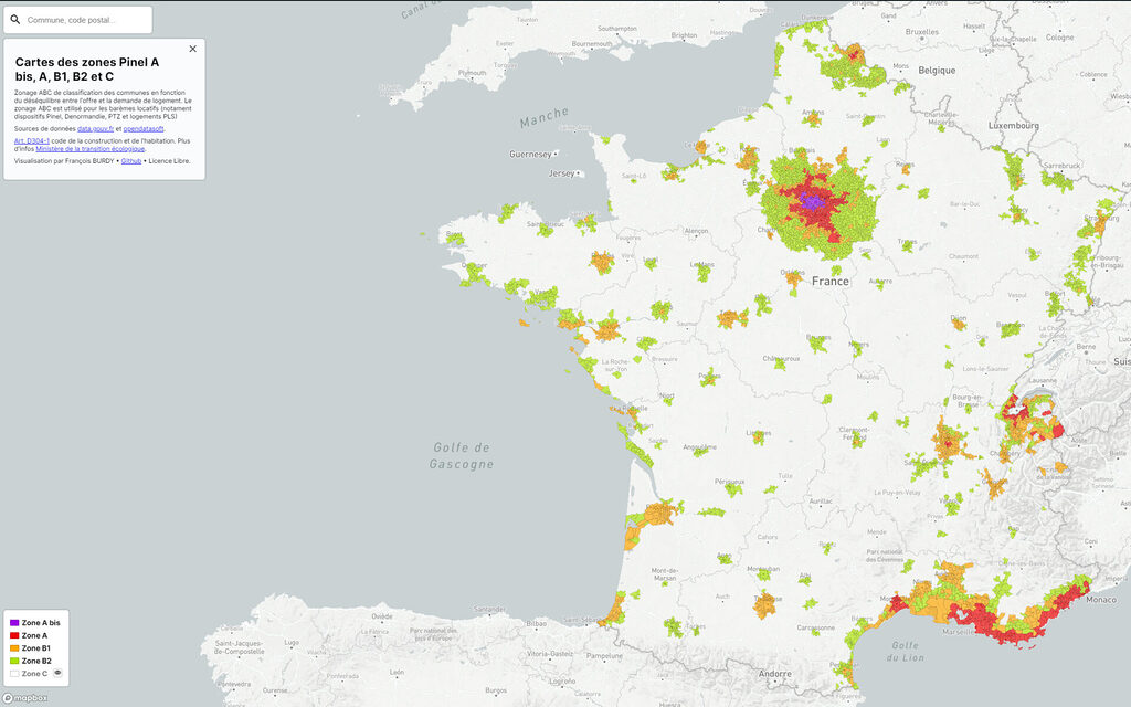 cartes zones pinel ab1b2c